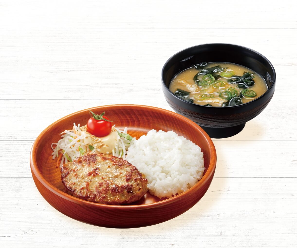 ミニマムバーグディッシュセット【みそ汁 or ドリンク付き】